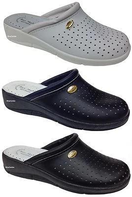 Dek Womens Leather Nursing Kitchen Mule Clogs Shoes Ladies Summer Sandals SlipOn