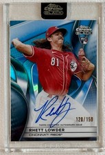 2025 Topps Chrome Black Rhett Lowder Rookie Blue Refractor On Card Auto /150