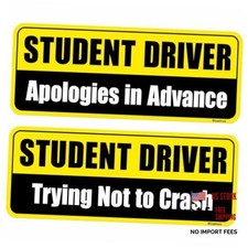 Student Driver Magnet for Car - 2-Pack Reflective Funny Magnetic Yellow-black