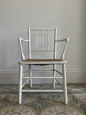 A Morris and Co Sussex Chair, Later White Painted with Original Rush Seat, 19thC