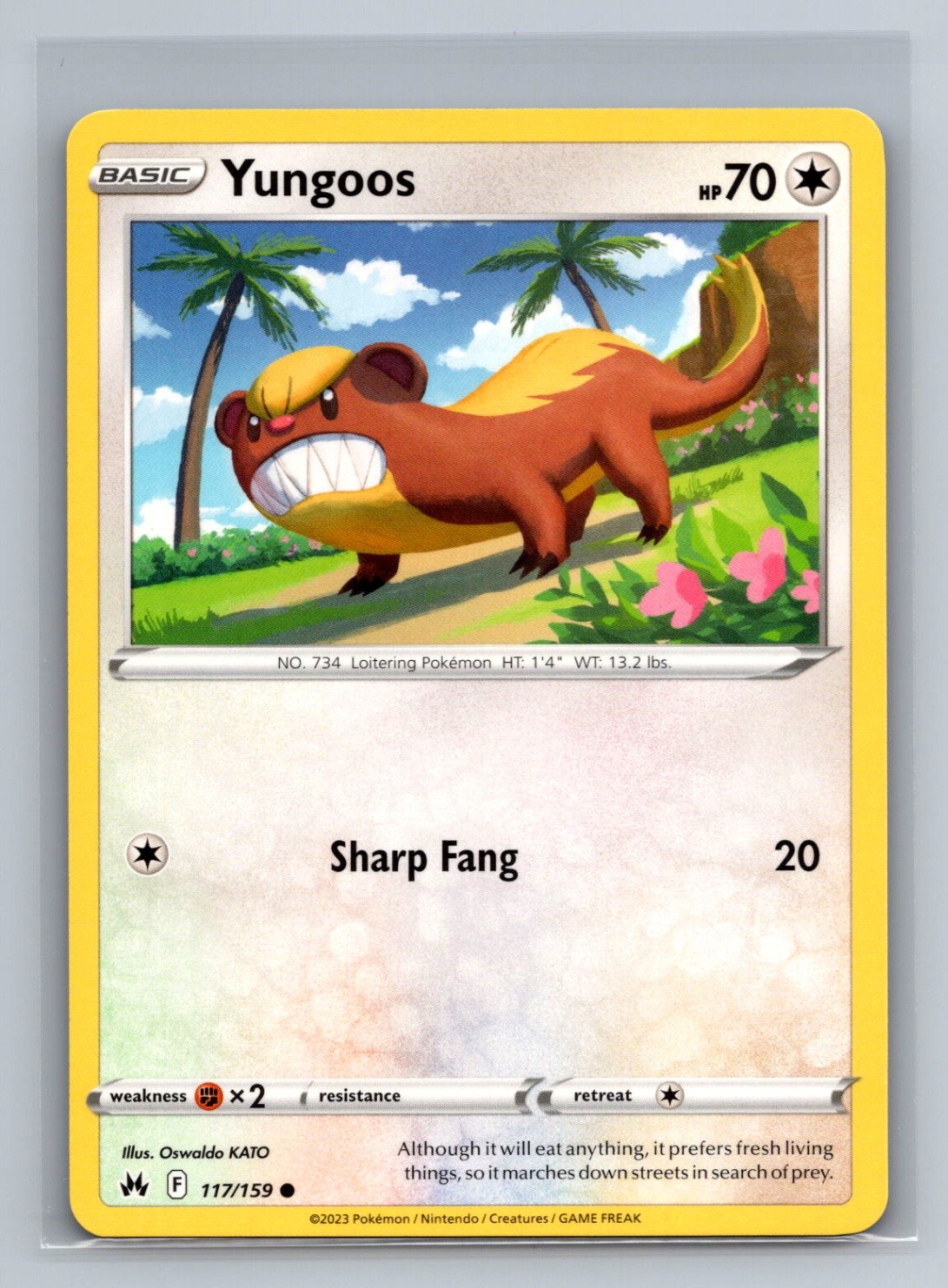 Yungoos Normal Common Crown Zenith CRZ Colorless 117/159 Pokemon Card TCG