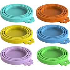 WANBAO 6 Pcs Food Can Lids, Pet Covers, Mix Color Light Blue, Green, Compact