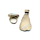 Jay King Sterling Silver Multi Stone Inlay Enhancer Pendant & 7.5 Ring Set (V) — photo 4