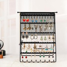 Black Vertical Folding Jewelry Display Stand Foldable Earrings Rings7419  