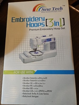 Sew Tech Embroidery Hoops (3in1 For Brother SE600 PE550D SB7050E Sewing Machines