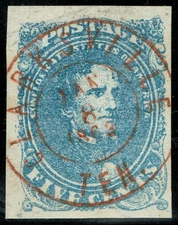 [VP01] Confederate States Scott#CSA4 5¢ Blue w/Superb red cancel "CLARKSVILLE"
