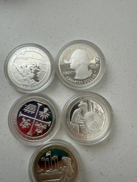 2019 PROOF SILVER QUARTER SET NO COA OR BOX 1.1 oz of silver - Image 4 of 4