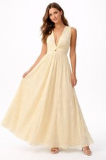 Abercrombie & Fitch Slip Tie Front Dress Yellow Maxi Smocked Fruit NWT Sz M