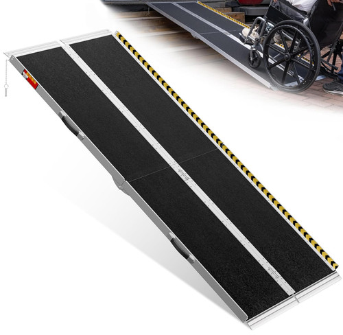 MINT VNN 7 Foot Foldable, Portable, Non-skid, Seamless, Aluminum Wheelchair Ramp