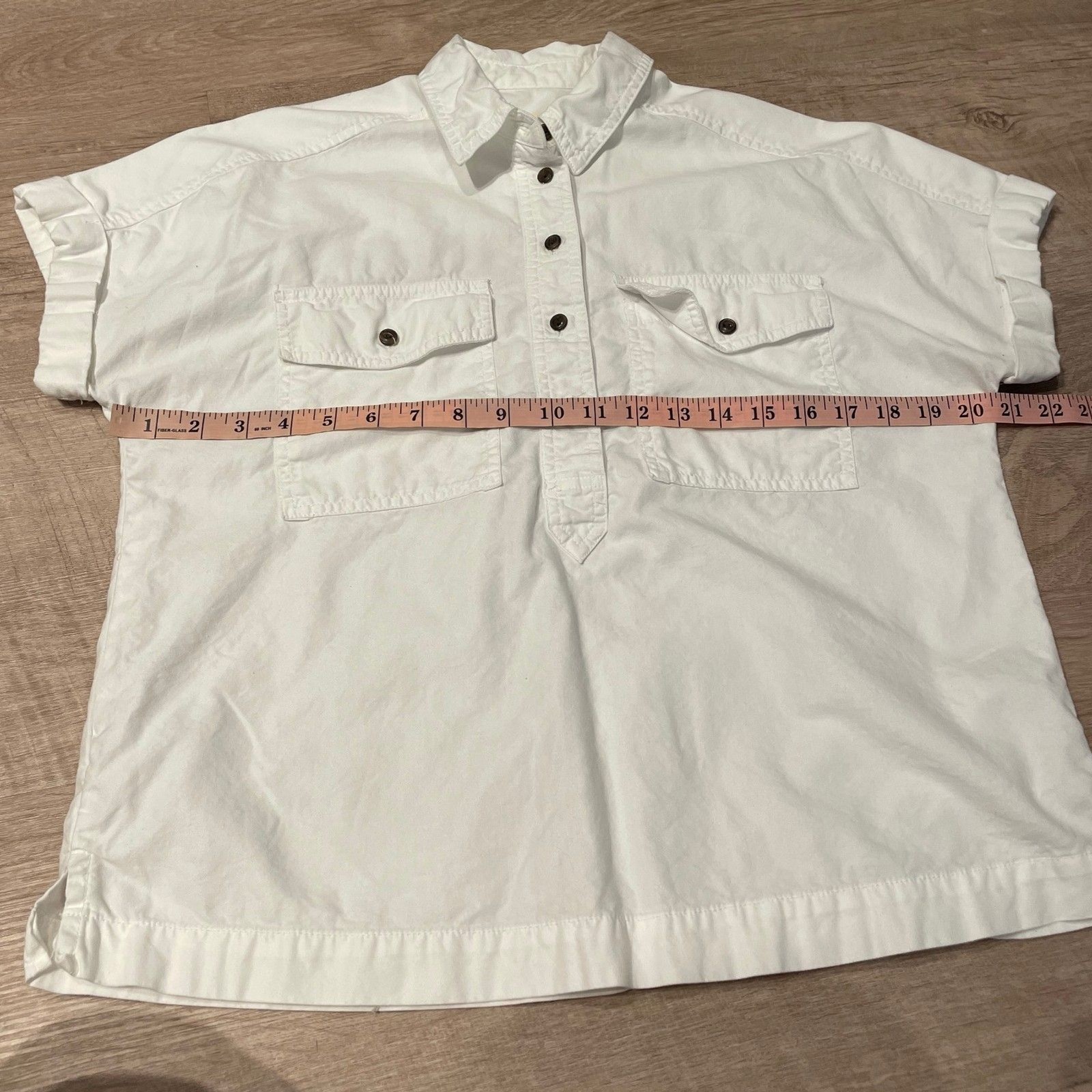 Universal Thread White Boxy Oversized Collared Po… - image 5