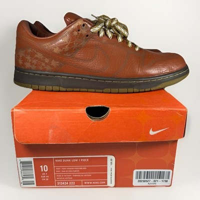 Nike Dunk Low 1 Piece Brown Pony Spanish Moss Laser Mens Size 10 312424-222 224