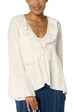 Peace Love World Boheme Women's Ruffle Cotton Long Slv Topper Pristine
