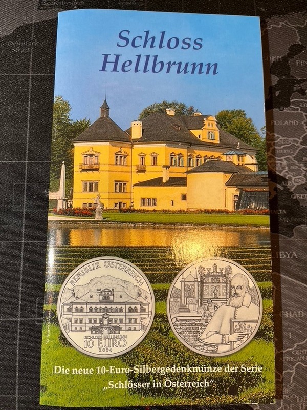 Austria 10 Euro 2004 Silver Coin Schloss Hellbrunn in Folder
