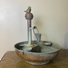 De Colección Cobre y Latón Fuente Maceta Interior/Exterior Pátina Acabado Pájaro