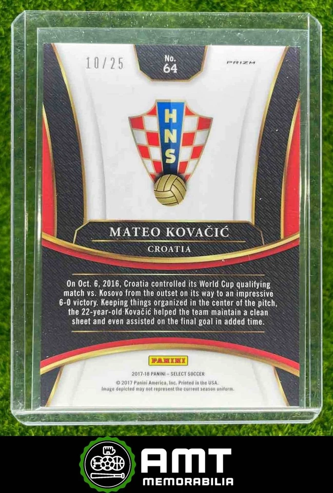 2017 Panini Select #64 Mateo Kovacic Zebra 10/25 Croatia - Image 2 of 3