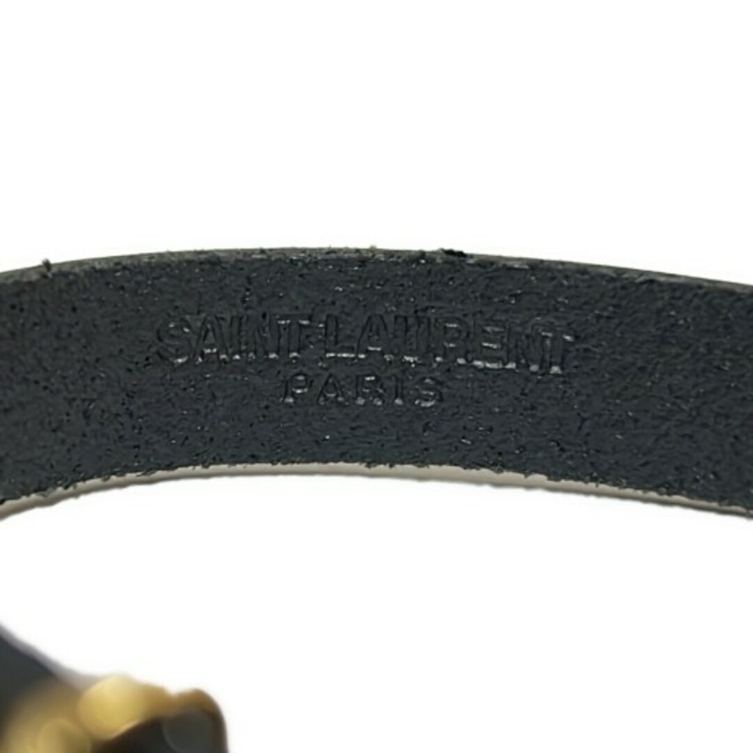 Yves Saint Laurent Bracelet YSL Black Gold Logo Leather Men Women Used NE51-0 thumbnail 3