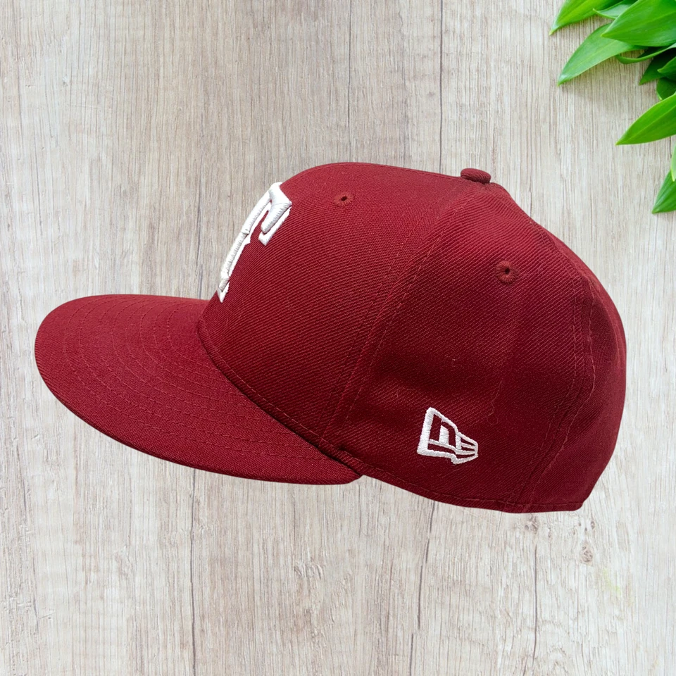 Texas Rangers MLB Fitted Baseball Hat Cap New Era Maroon Twill Sz 7 3/8 59Fifty - Image 4 of 4