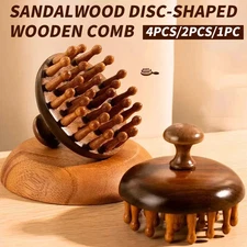4 pieces/2 pieces/1 piece - Wooden circular massage comb, head massager, scalp m