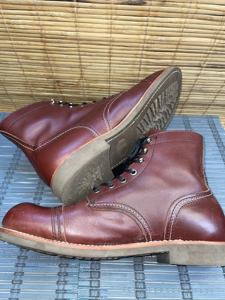 Botas de tornozelo masculinas de couro borgonha 10D Oxford biqueira com cadarço Derby WHITE LABEL - Imagem 4 de 4