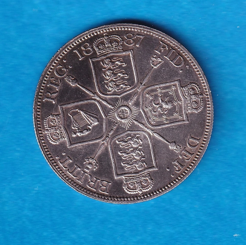 1887 [Romano I] Gran Bretaña Doble Florín (KM-763) .6727 ¡¡¡Plata!!! [Victoria] Foto 2 de 2