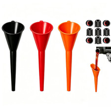 3-Pack Long Neck Oil Funnel, No-Spill Design with Spill Saver Lip for Cars, Truc