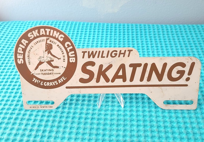 Vintage Philadelphia Sepia  Roller Skate License Plate Topper Sign