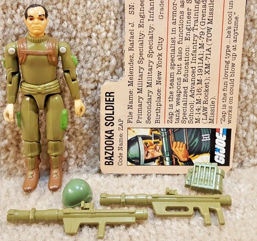 Complete Really Nice Vintage 1982 GI Joe Zap Straight Arm With Filecard