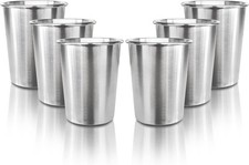 6 Pack 8 oz Stainless Steel Kids Cups, Children's 6 Count Pack of 1 , Silver