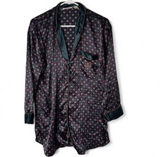 Vintage Victoria's Secret Gold Label Robe Satin Geometric Lounge Pajamas 90s L