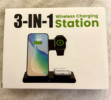 3-in-1 Wireless Charging Station Black Stand for Apple iPhone Watch AirPods
