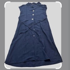 mango navy blue button front linen blend midi dress