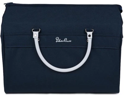 Genuine Silver Cross Balmoral / Kensington Coach Built Pram Bag / hooks Navy NEW