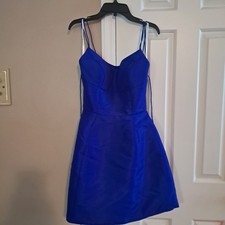 Sherri Hill Taffeta Cocktail Dress With Criss Cross Lace Back Size 2 ROYAL blue