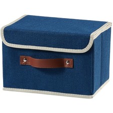 VinneGenzz Storage Boxes with Lids Cotton Linen Fabric Bins Baskets