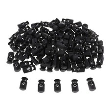 100pcs Black Single Hole String Cord Lock Toggle Spring Clasp Stop 100pcs 20mm