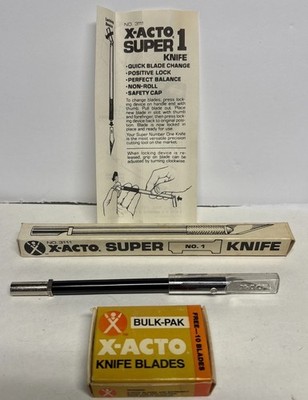 Vintage X-ACTO No. 3111 SUPER 1 Knife W/ Positive Lock + 110 No. 11 Blades NOS