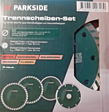 Zestaw szyb tnących Parkside 4-częściowy 125+110x1,2mm-beton, cegła, płytki,-NOWE ORYGINALNE OPAKOWANIE-