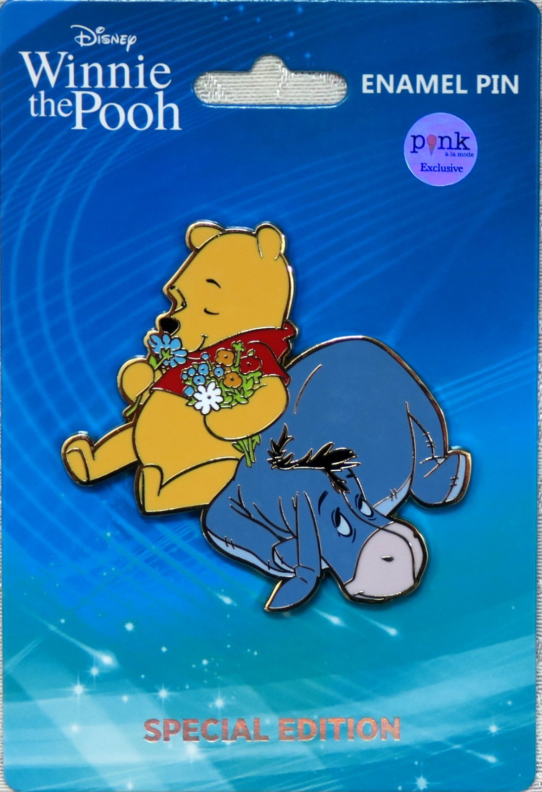 DISNEY PALM PINK A LA MODE WINNIE THE POOH & EEYORE FLORALS LE 300 JUMBO PIN