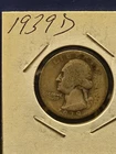 1939 D SILVER COIN WASHINGTON QUARTER HARD TO FIND D MINT .25 SILVER COIN