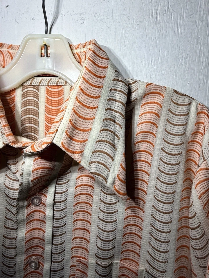 Camisa Vintage 417 Van Heusen Años 60 PARA HOMBRES GRANDE 16 1/2 x 35 Naranja Marrón Cuello A8 Foto 3 de 4