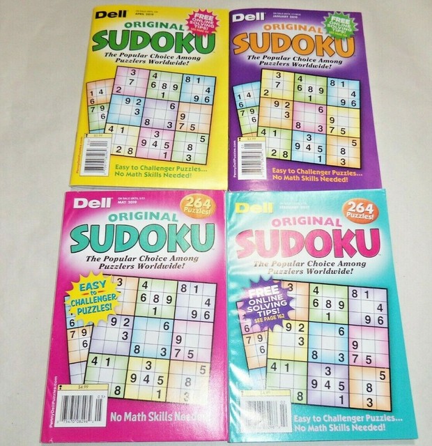 4 DELL ORIGINAL SUDOKU PUZZLE BOOKS 181 264 PUZZLES EACH ALL SOLVING 