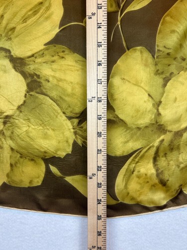 Vintage Floral Silk Scarf Brown Yellow Floral Handrolled - Picture 2 of 8