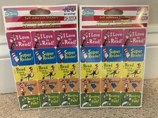 Lot of 2 Eureka Dr. Seuss Cat in The Hat Reading Stickers 120 Ct. Each NIP