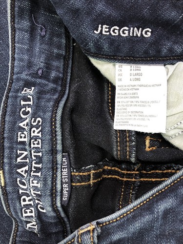 Jean de jegging AEO American Eagle Outfitters para mujer 0 largo lavado oscuro azul elástico - Imagen 6 de 8