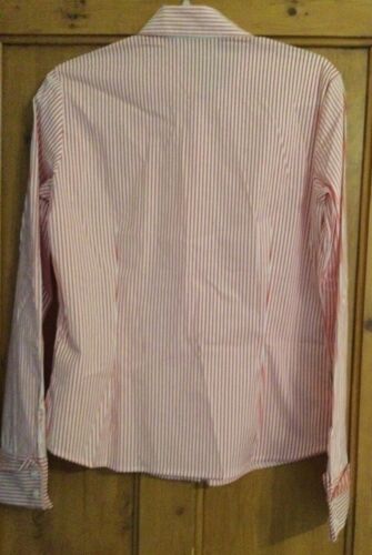 # LOVELY ZARA BASIC RED & WHITE STRIPED CLASSIC SHIRT # Turn Up Cuffs # Size M # - Picture 4 of 5