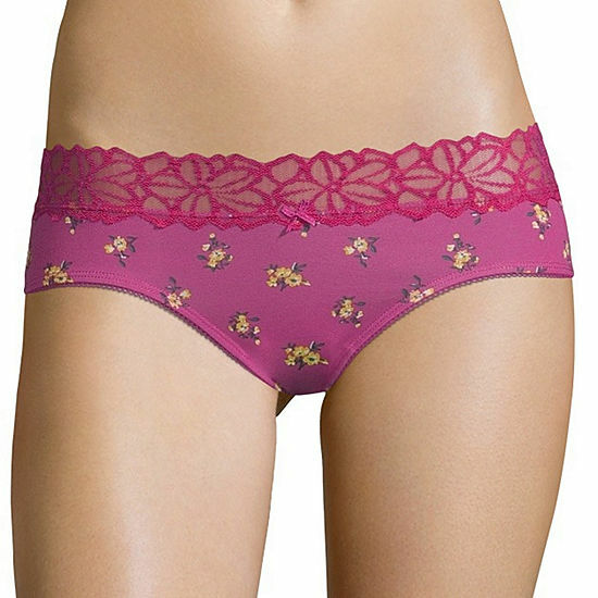 Flirtitude Women's Hipster Panties XLarge Ditsy Magenta Jewel Lace