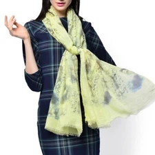 J FRANCIS Scarf 100% Viscose Yellow 72 x 35 in