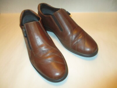 ECCO Light Womens 41 (11) Brown Vegetable Tanned Leather Side Zip Comfort Flats