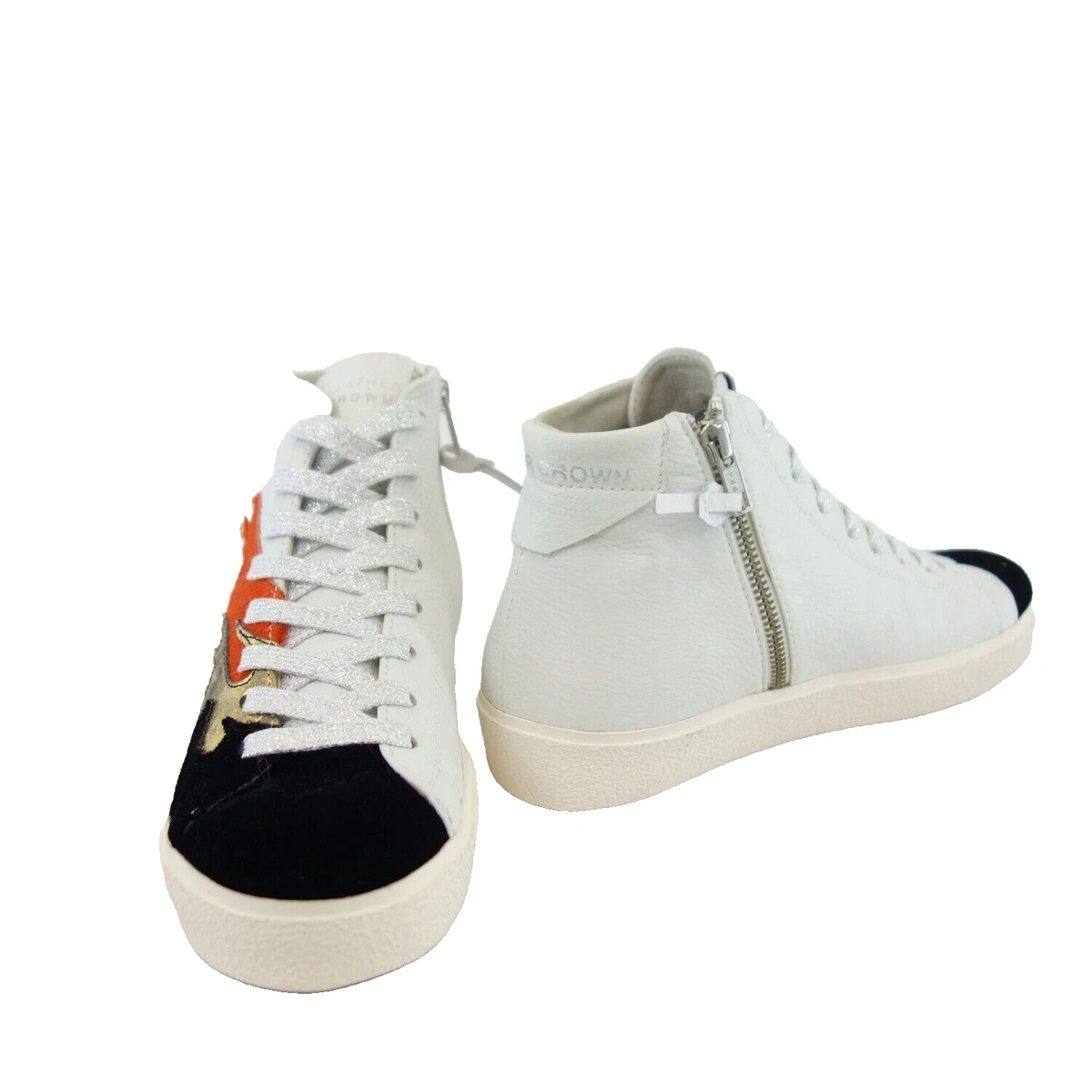 Leather Crown Sneaker Weiß 37 Damen Schuhe Sportlich Mid Top Leder Neu