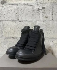 Rick Owens Porterville Jumbo Laces Hightop Sneakers “BLACKOUT ” ( 11/44)